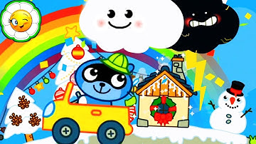 Pango Кумо Погода #1 Выбери для Облачка дождь, снег или молнию и построй новый мир! Игры для ума!