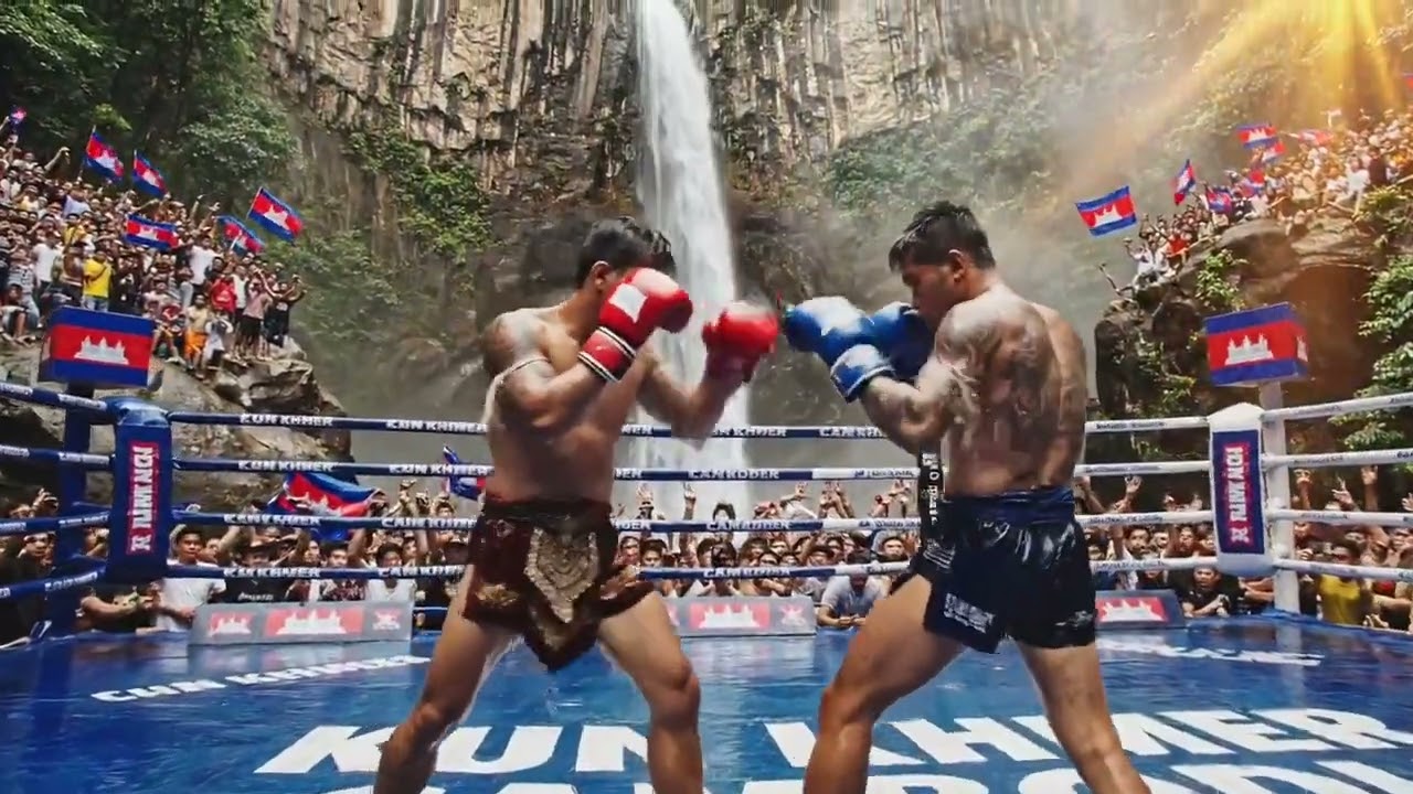 THE BEST FIGHT AT THE WATERFALL OF CAMBODIA 