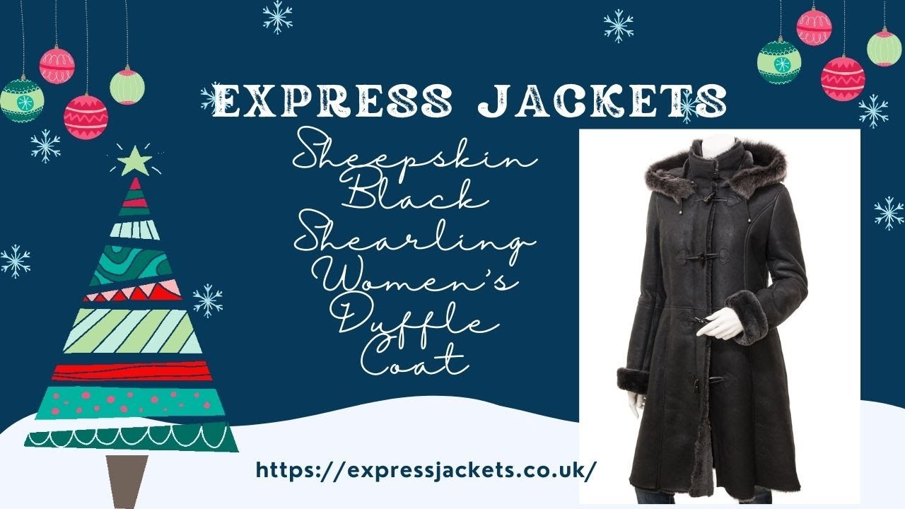 Sheepskin Black Shearling Women's Duffle Coat | Women Duffle Coat | Express Jacket