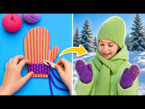 Gloves you can knit at home?😯🧤 Amazing DIY and cool ideas for your kids!