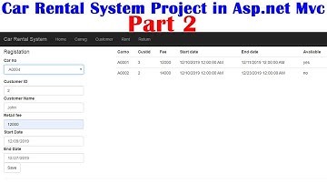 Car Rental System Project in Asp.net Mvc Part 2