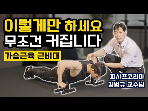 바디빌딩 아카데미 교수님이 알려주는 &amp;#39;대흉근 성장 극대화&amp;#39; 팔굽혀펴기 자세 + 훈련루틴 with 푸쉬업바 (<strong>피사프코리아</strong> 김범규 교수님)