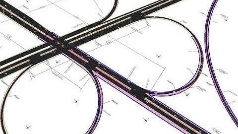 Cloverleaf Interchange 3D Traffic Simulation in Synchro