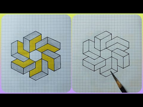 How to draw 3D geometry on book paper 