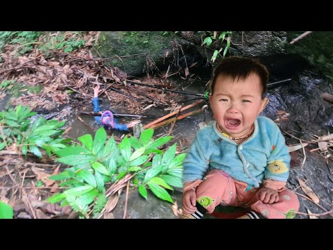 Single mother: chopping bamboo to build a bathroom, unfortunately slipped and fell into a waterfall