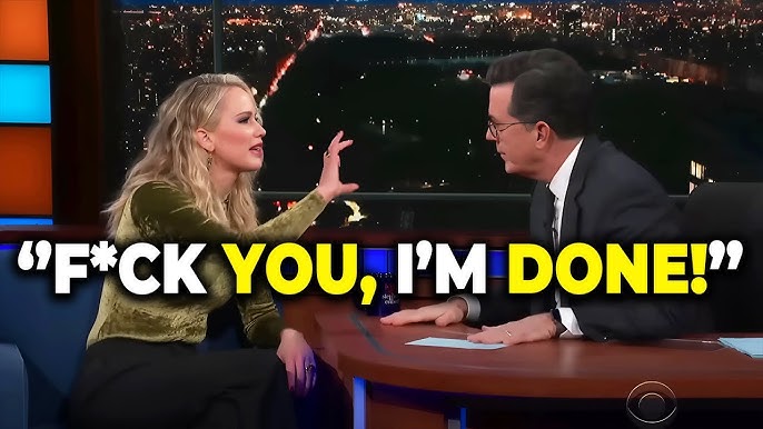 Jennifer Lawrence Kicked Off Stephen Colbert's Show After Fiery On Air Clash  - YouTube