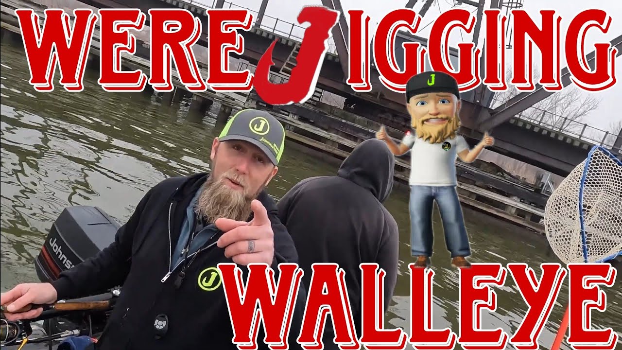 River fishing for walleye vertical jigging & casting soft plastics
