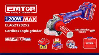 20V Brushless Cordless Angle Grinder EMTOP ELAG212025