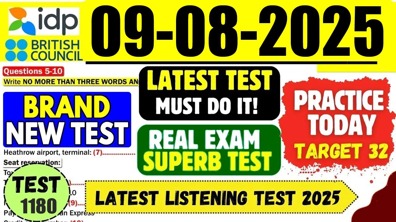 IELTS Listening Practice Test 2025 with Answers | 09.08.2025 | Test No - 1180