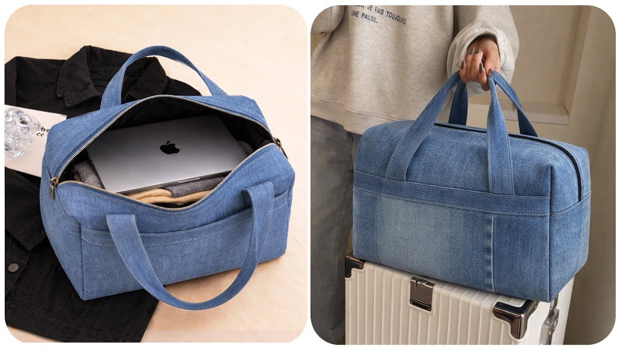 🧳 Make a Large Travel Bag from Old Jeans – Super Easy & No Pattern Needed!
