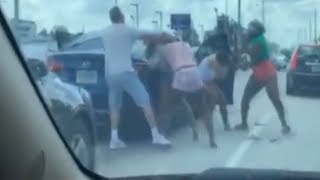 Women brawl in huge road rage fight in Florida
