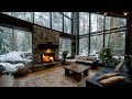 Soothing Fireplace & Falling Snow Ambience | Cozy Winter Room Sounds for Deep Sleep & Insomnia