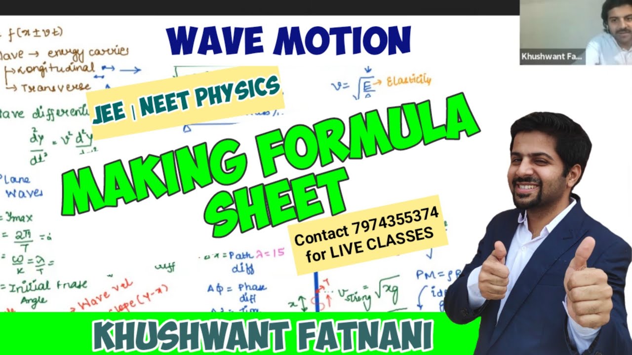 Wave Motion Formula Sheet One shot Revision JEE NEET Khushwant
