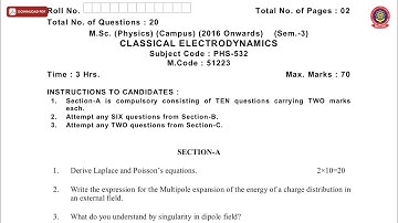 MSC PHYSICS CAMPUS 3RD SEM CLASSICAL ELECTRODYNAMICS MAY 2019 | PTU