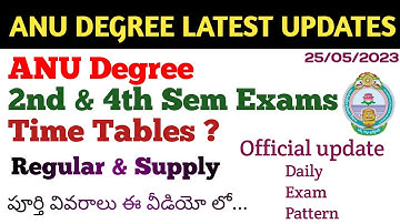 Degree Exams Time Tables July 2023 ANU degree 2nd 4th Sem Exams Official Update latest Degree Exams