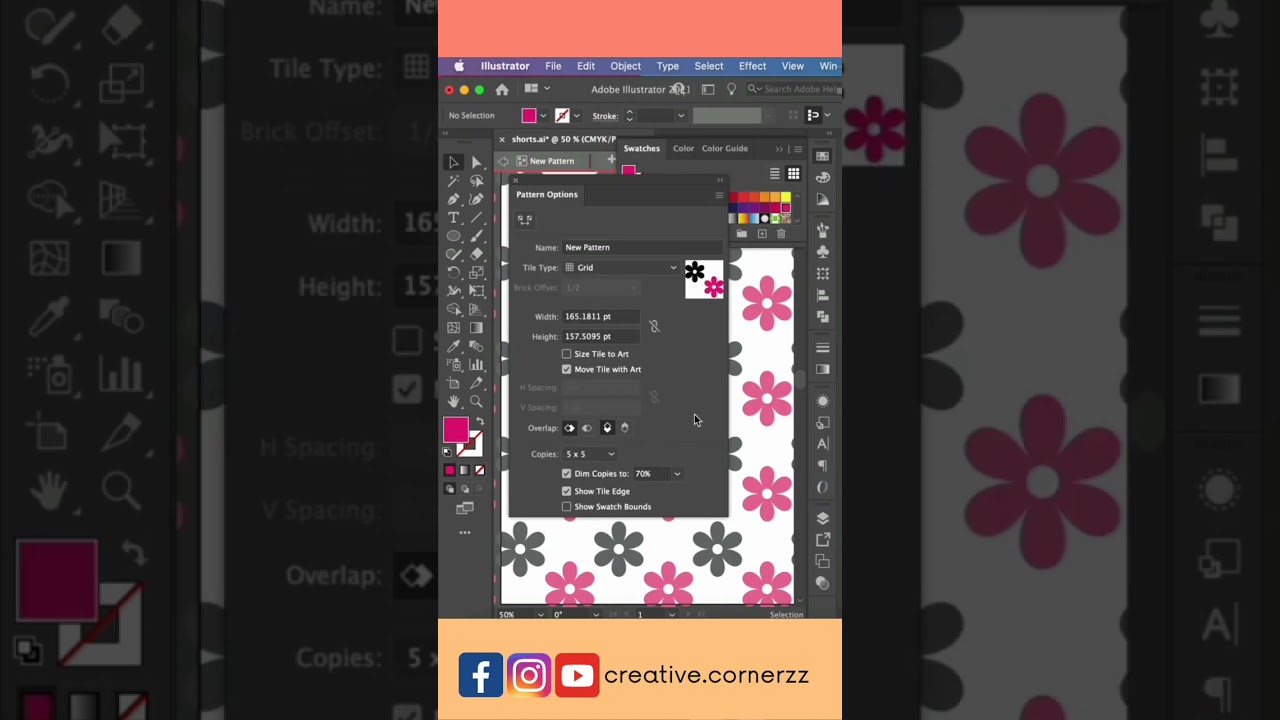 Minimalist Floral Seamless Pattern in Illustrator 