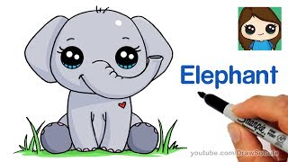 animals drawings cartoon drawing draw animal step easy elephant elephants tekenen simple schattige character kawaii tekeningen olifant characters 3d