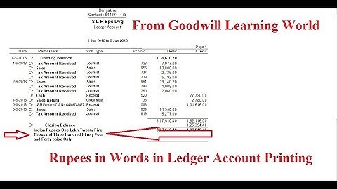 Tally TDL for Ledger Closing Balance in Words in Indian Rupees - Tally Add on Download