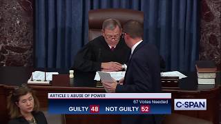 U.S. Senate ACQUITS President Trump on Article I: Abuse of Power, 48-52.