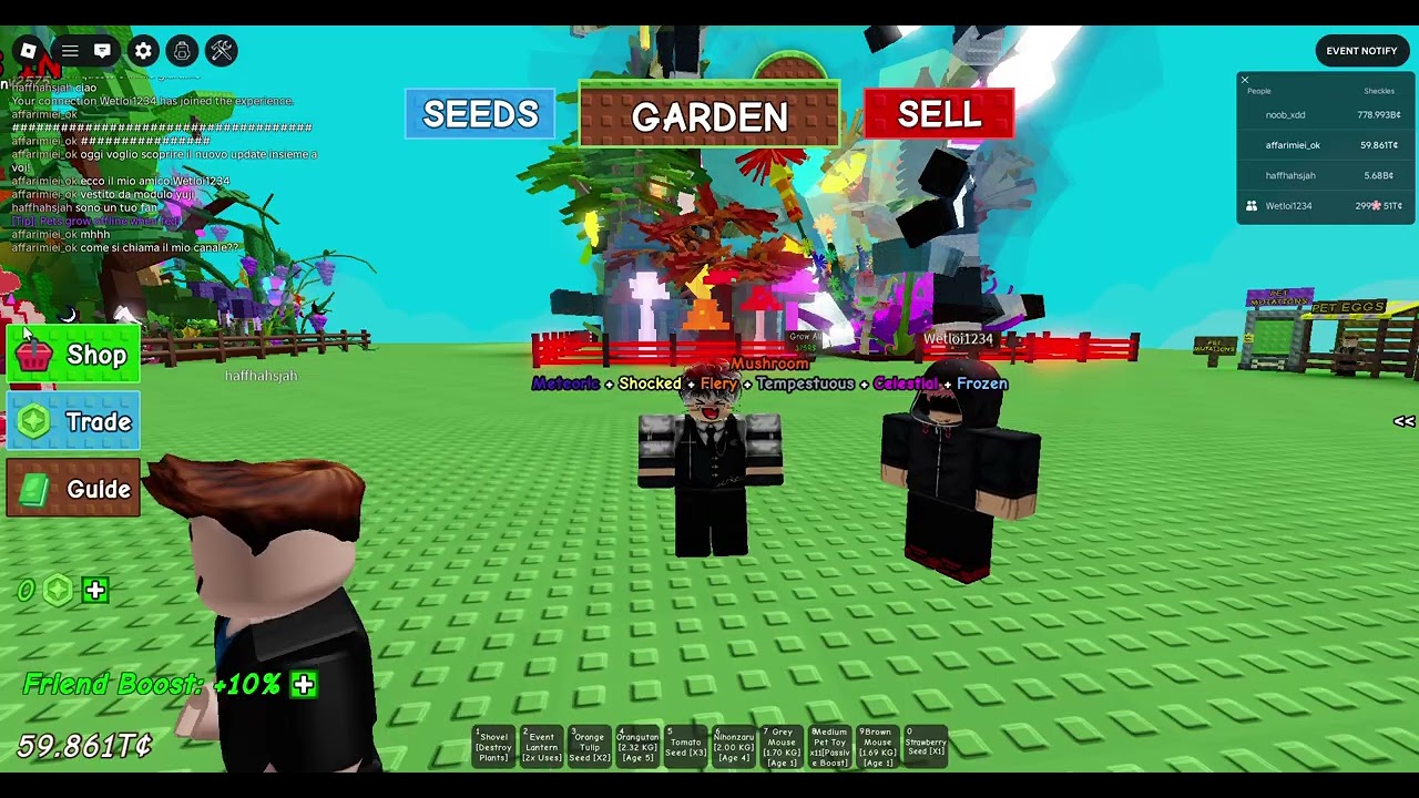 si gioca a grow a garden!!