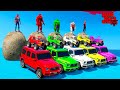 Shark Head Hulk, Spiderman &amp; Super Heroes Race In Mega Ramps By Mack Trucks &amp; Sea Bikes Super Cars