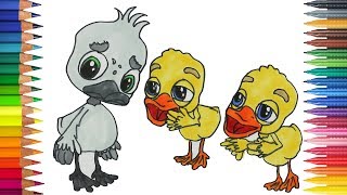 البطة القبيحة مع البط الأخرى | رسم و تلوين