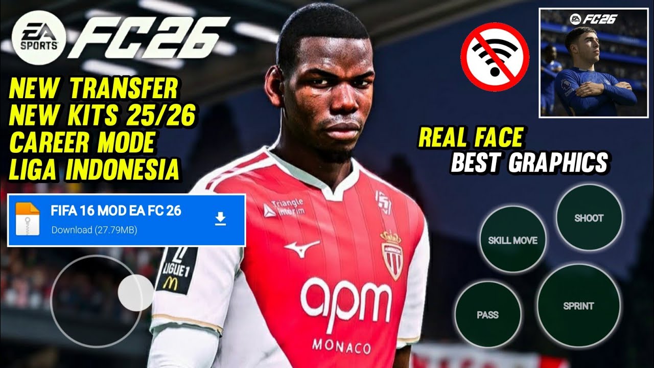 AKU MAIN FIFA 16 MOD EA SPORTS FC 26 ANDROID OFFLINE CAREER MODE TERBARU TRANSFER & KITS 25/26