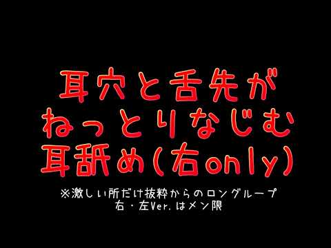 【耳舐め/女性向け】耳穴と舌先がねっとりなじむ耳舐め(激しい所だけ抜粋からのロングループ右・左Ver.はメン限)声なし/睡眠用etc.【ASMR】