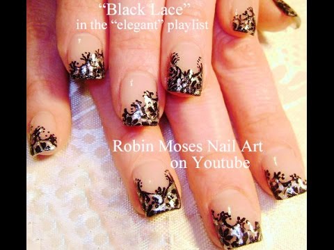 Black Lace Nails Sexy Nail Art Design Tutorial - YouTube #inspiredbyrobinmoses #nailart #robinmoseswizards - Black Lace Nails Sexy Nail Art Design Tutorial - YouTube