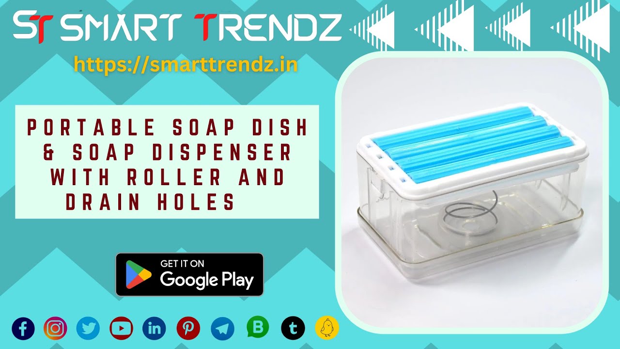 Portable Soap Dish & Soap Dispenser with Roller and Drain Holes