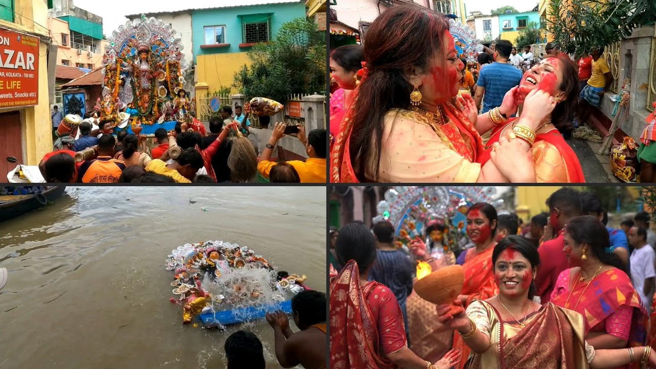 Large idols of Goddess Durga immersed in Ganges at end of Indian festival  AFP