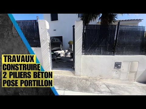 Vidéo : Deux piliers béton et un mur pour poser un portillon (Aix-en-Provence)