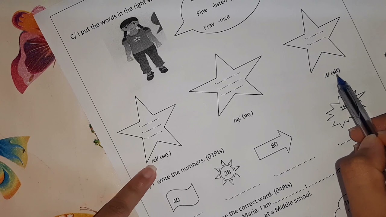 فرض الفصل الأول لغة انجليزية سنة اولى متوسط