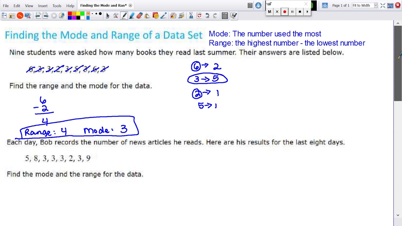 Finding the Mode and Range of a Data Set - YouTube