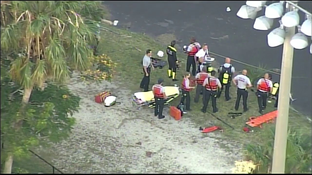 Suspected car thief dies after crashing car into canal near Doral - YouTube