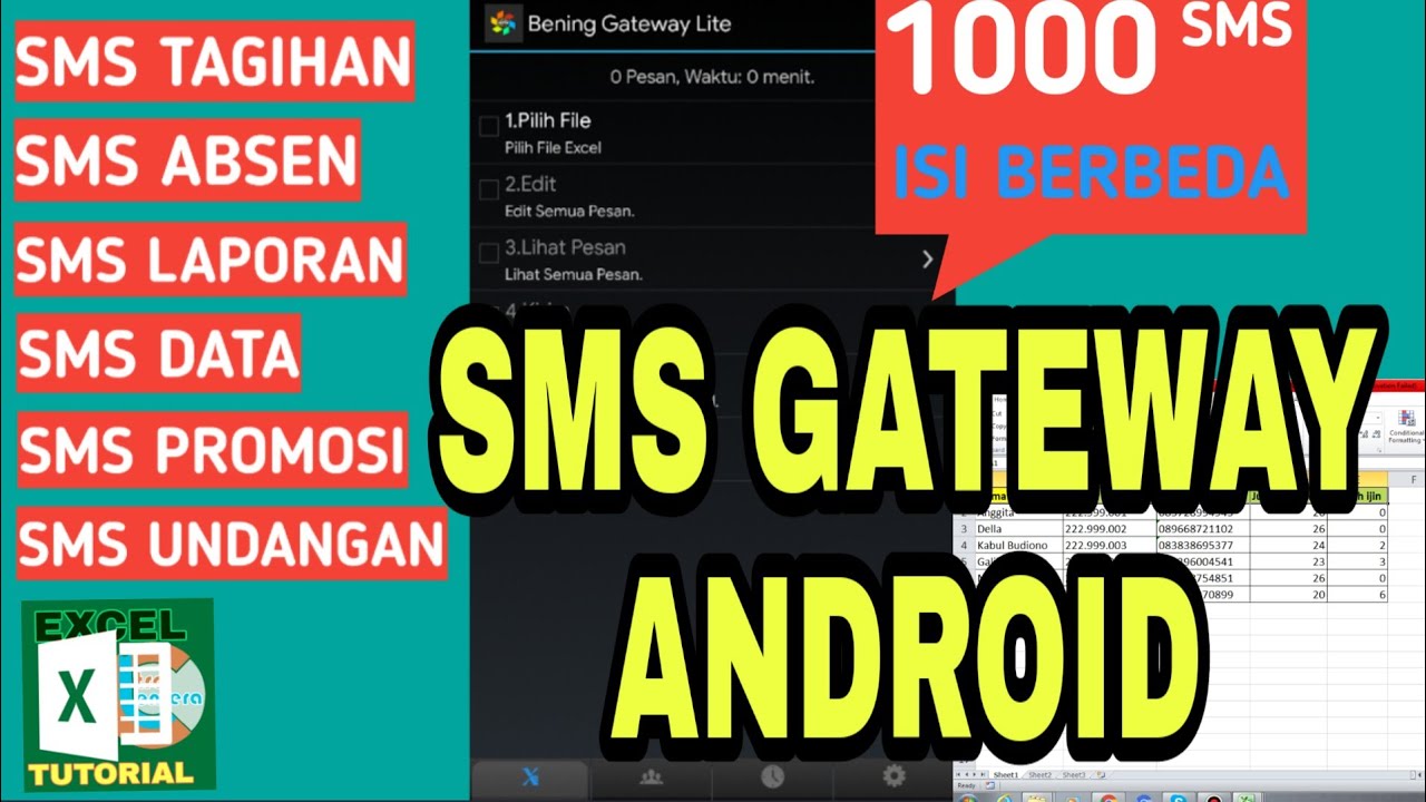 Tutorial Sms Gateway Dengan Android 1000 Pesan Dengan Isi Berbeda Youtube