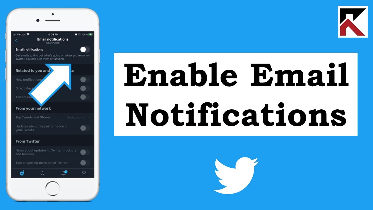 How To Turn On Email Notifications Twitter App - YouTube