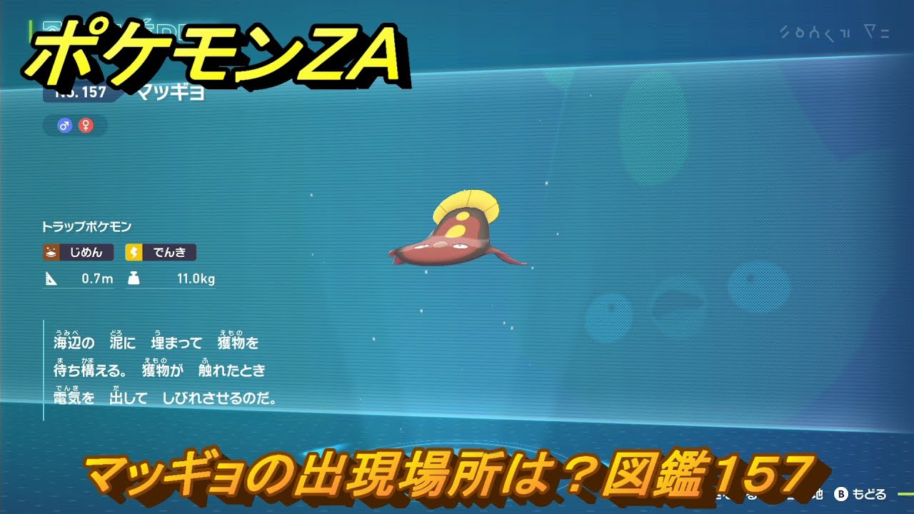 ポケモンZA マッギョの出現場所は？図鑑157 ＃144 【Pokémon