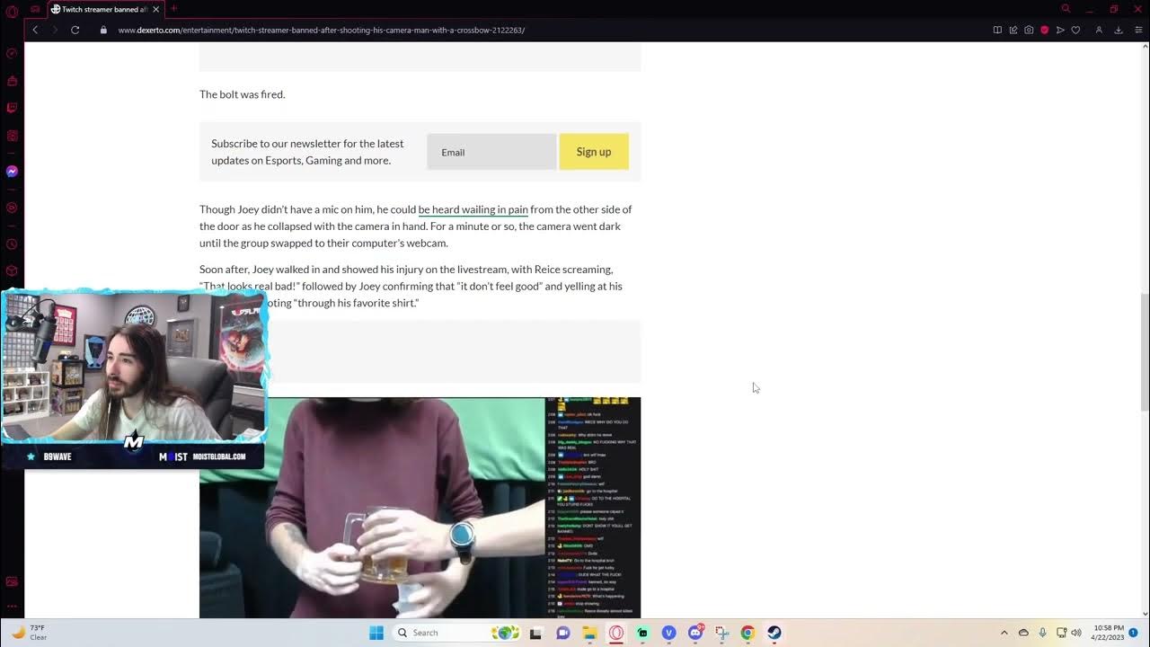 Twitch Streamer shoots his cameraman with Crossbow LIVE [Apr. 22nd 2023