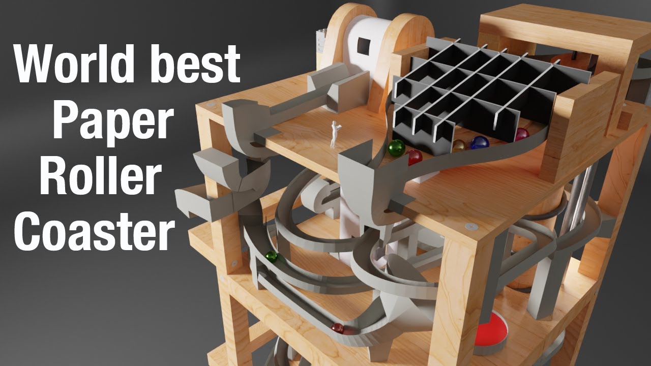 Geniale Kugelbahn, Paper Roller Coaster, Marble run aus Tonkarton und Holz