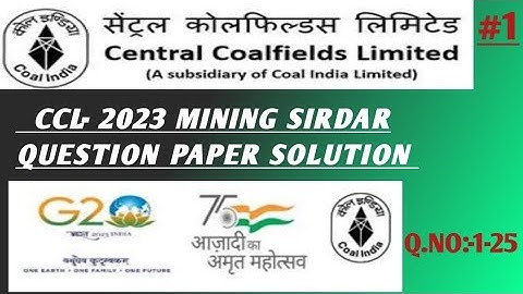 CCL 2023⏸️ MINING SIRDAR 📑 QUESTION PAPER SOLUTION 📝1-25🔴#CCL #question #exam #paper #cil #mining