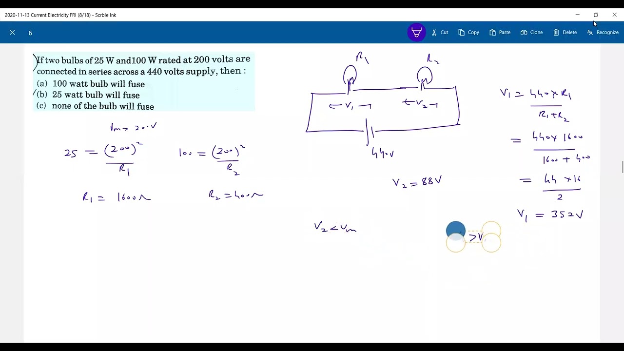 41) Physics | Current Electricity | Find the emf of a cell so that all bulbs are safe