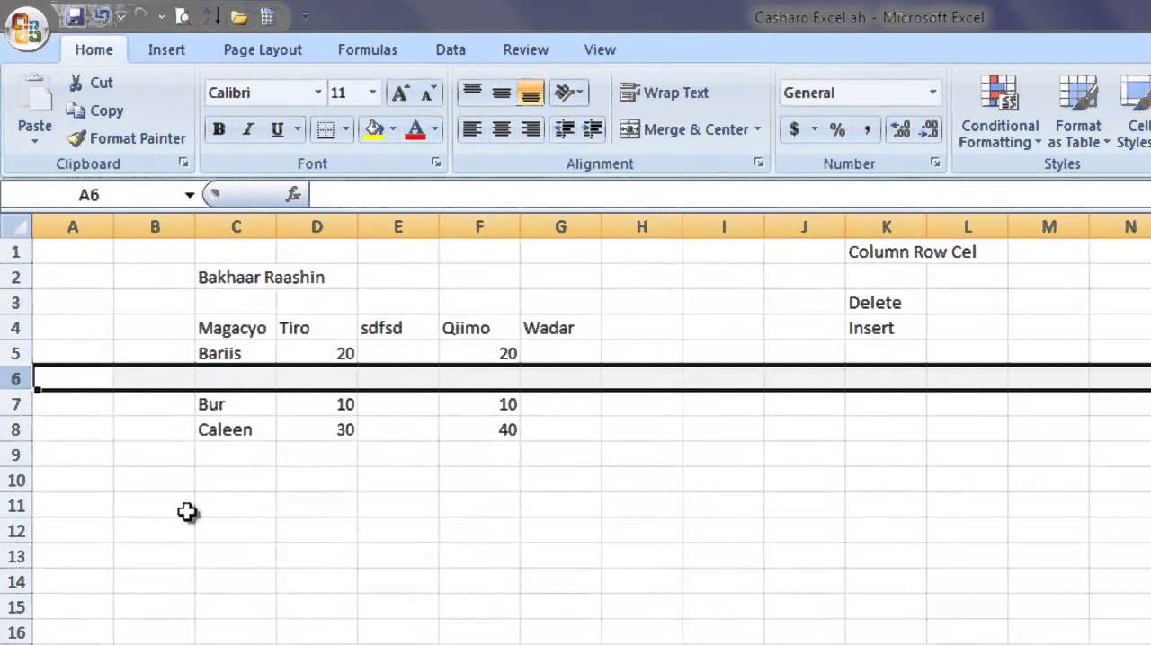 change row to column in excel