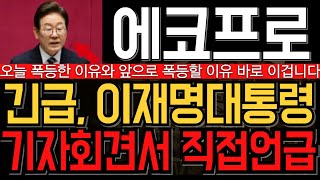 [에코프로 에코프로머티 에코프로비엠 주가 전망] 긴급, 이재명대통령 첫 기자회견서 직접언급 앞으로 폭등할 이유도 나왔다