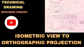 Isometric view se Orthographic Projection in Engineering Drawing In Hindi.#Third Angle projection.