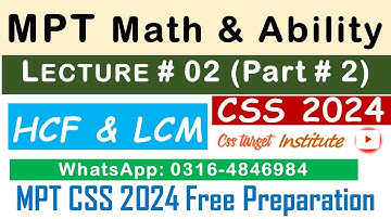 Basic Math & Ability CSS MPT 2024 | Lecture # 2 Part # 2 | MPT CSS 2024 Free Preparation | FPSC