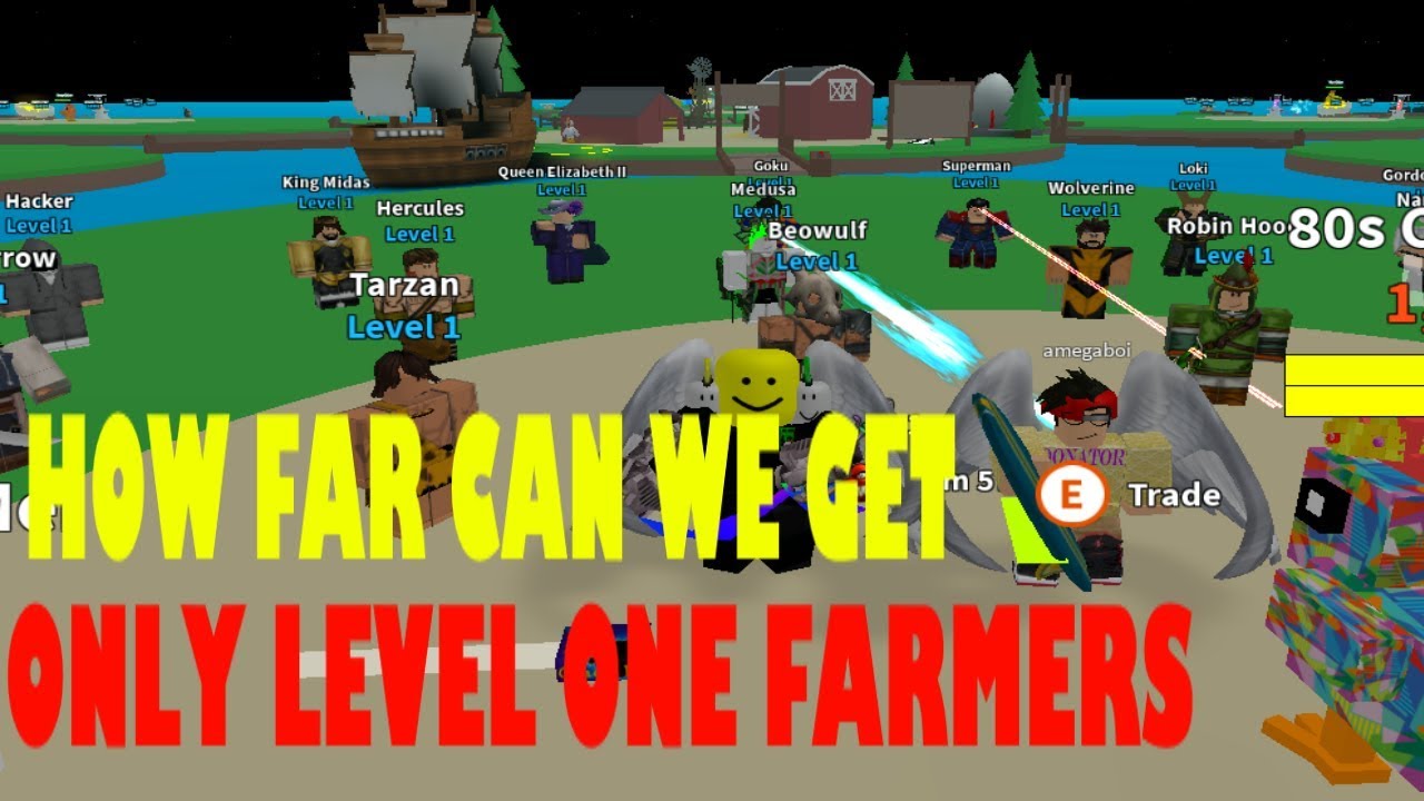 Roblox Egg Farm Only Level One Farmers How Far Can We Go Youtube - goku ripped pants roblox