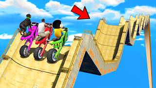 SHINCHAN AND FRANKLIN TRIED THE ZIGZAG UPDOWN MEGA RAMP PARKOUR CHALLENGE GTA 5 screenshot 4