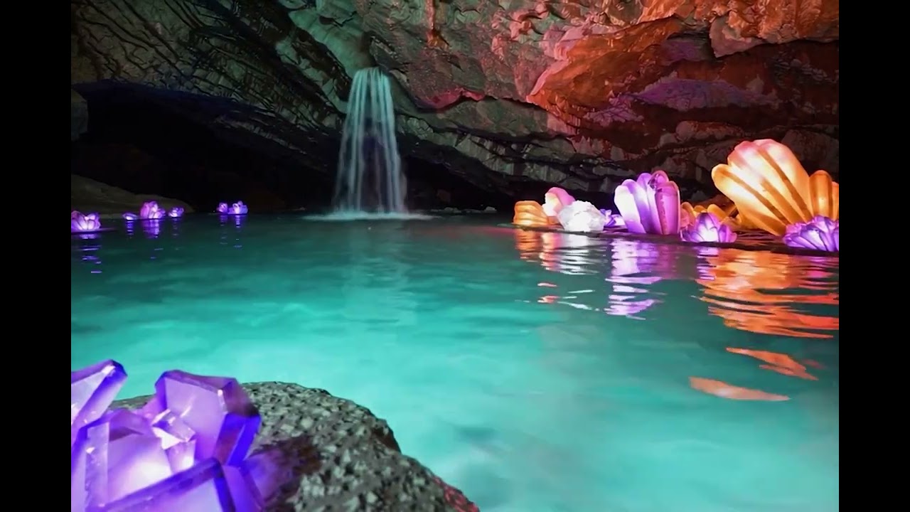 Glowstone Cave Pool 🌙 Crystal Bowls & Soft Ambient Chimes | Sleep Therapy, Calm Focus, Meditation