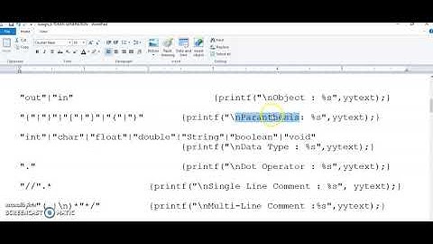 Lexical analyzer for token generation using Lex